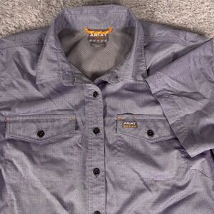 Ariat Rebar Womens Purple Heather Short Sleeve Vented Work Shirt Large